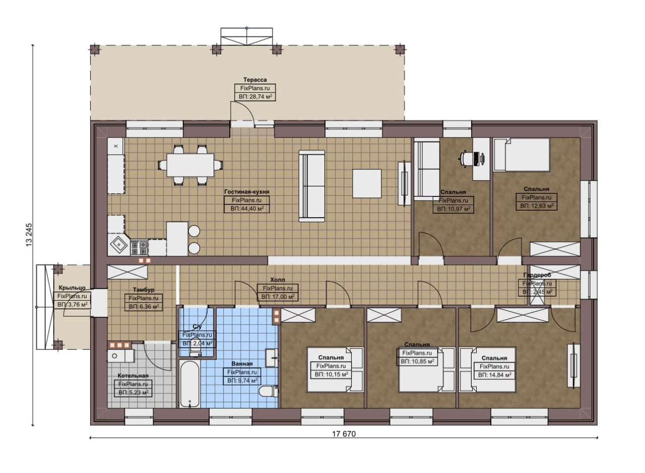 Планировка Одноэтажный дом F-8747