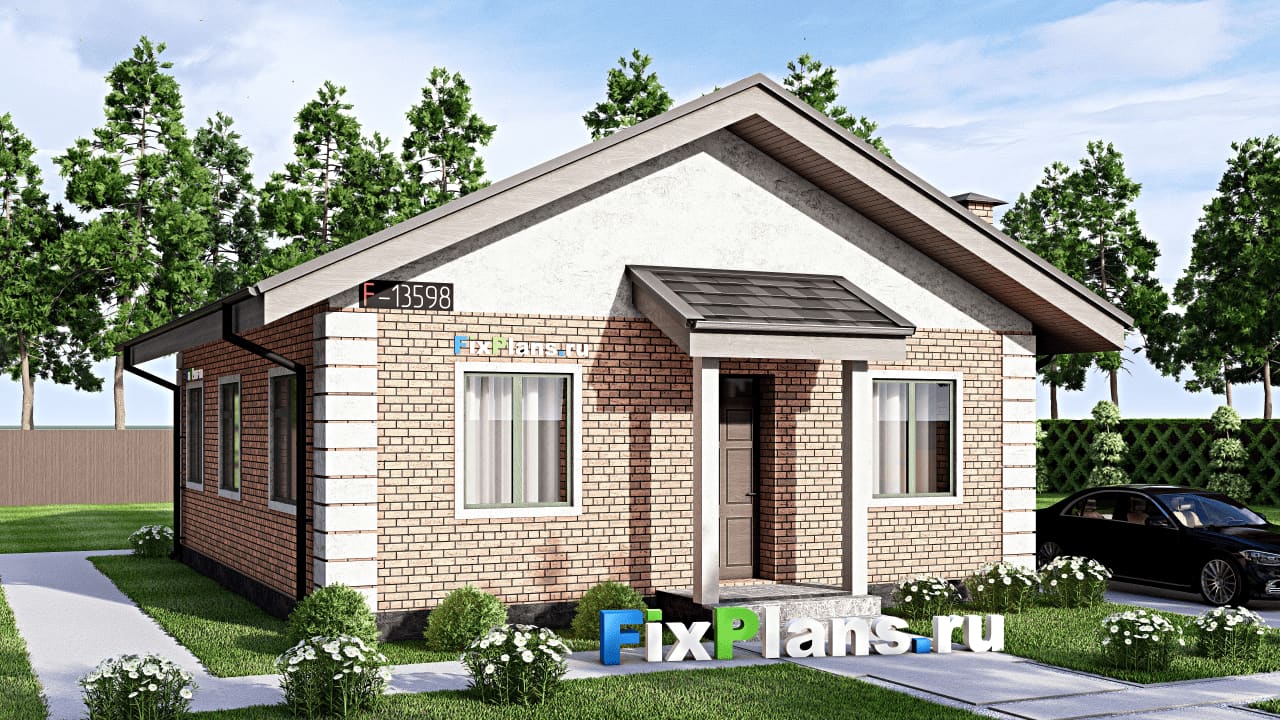 Одноэтажный дом F-13598 — фасад