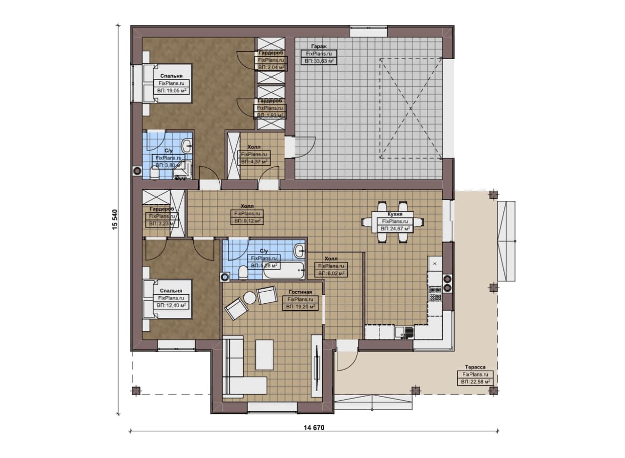 Планировка Одноэтажный дом F-17153