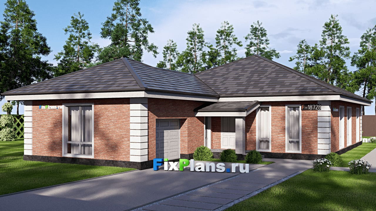 Одноэтажный дом F-18728 — фасад